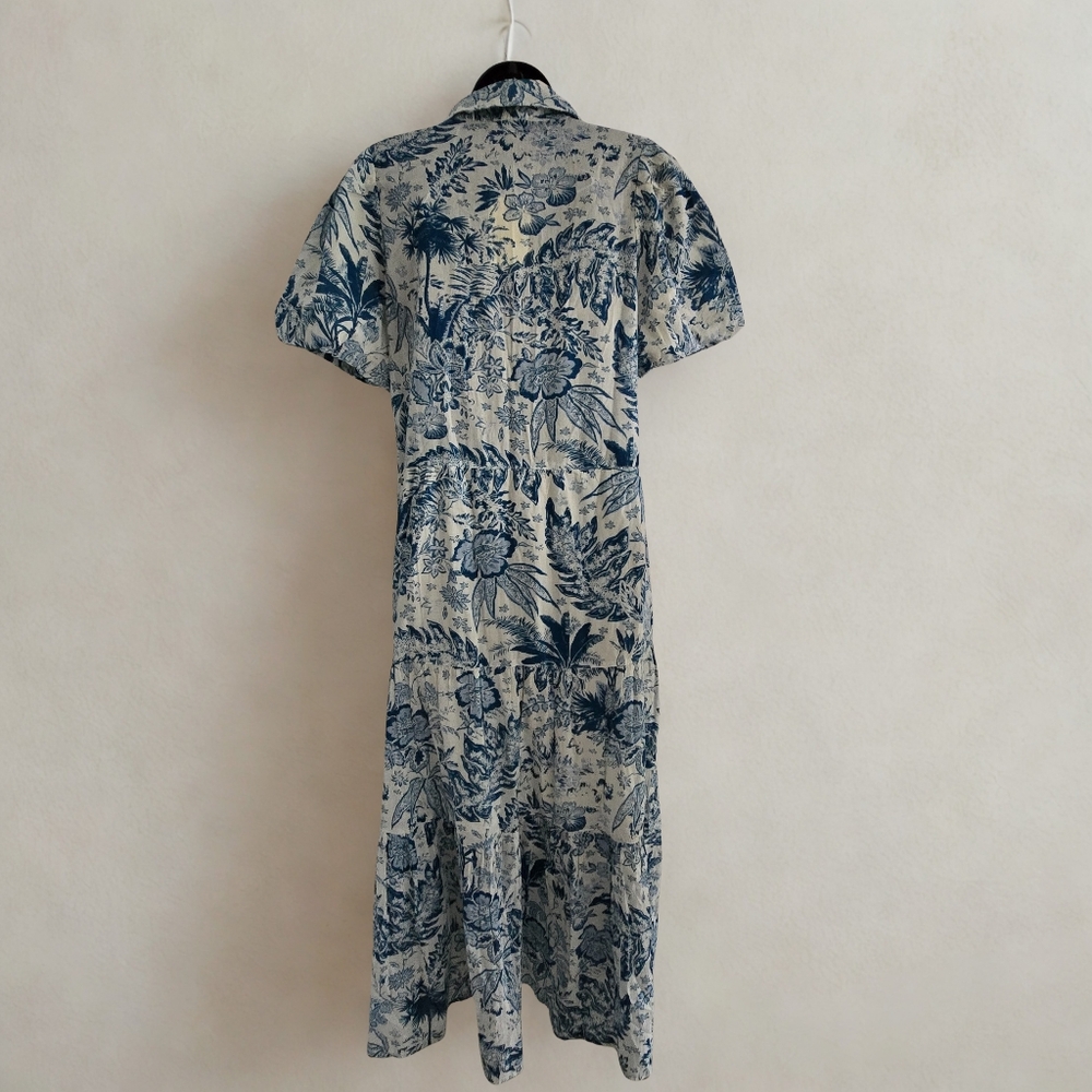 Elan Floral Button-Up Maxi Cotton Dress With Pockets Sz M - Picture 2 of 7